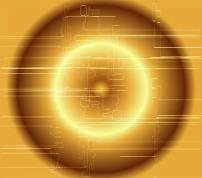 Abstract dark golden technical circle background Illustrazione stock