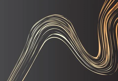 Abstract dark gradient design with golden shapes and smooth curves Stock Illustration