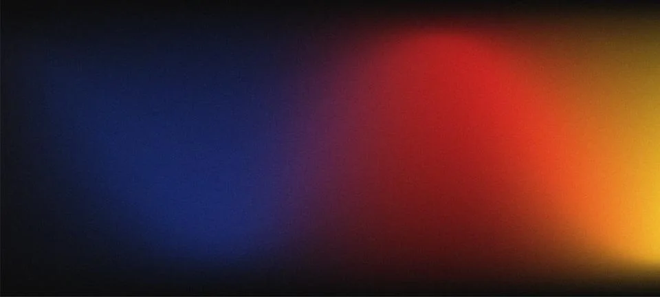 Abstract Dark Grainy Gradient Background with Blue Red and Yellow Light Lea.. Stock Illustration