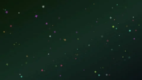 Abstract Dark Green Background with Gently Floating Sparkling Colorful Star.. Video stock 340474845