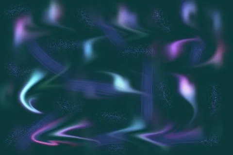 Abstract dark green background with glowing neon blue and purple light effects Stock Illustration