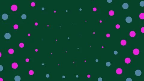 Abstract dark green background with pink and blue polka dots Stock Illustration
