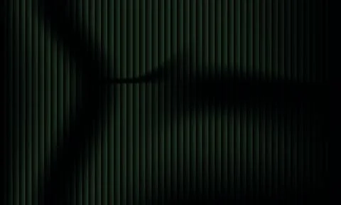 Abstract dark green background with vertical stripes and subtle wavy shadow.. 库存插图