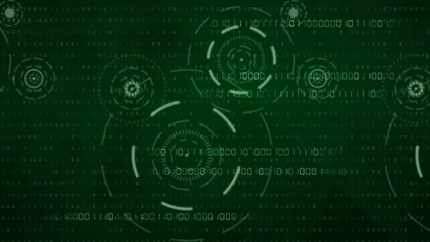 Abstract dark green digital loopable background animation, flowing binary code Stock Footage 342304572