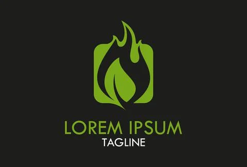 Abstract Dark Green Fire Leaf Organic Eco Nature Logo, Icon Design	 Stock Illustration