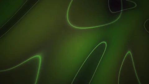 Abstract dark green glowing fluid motion background with neon line contours.. Stock Footage 346321911