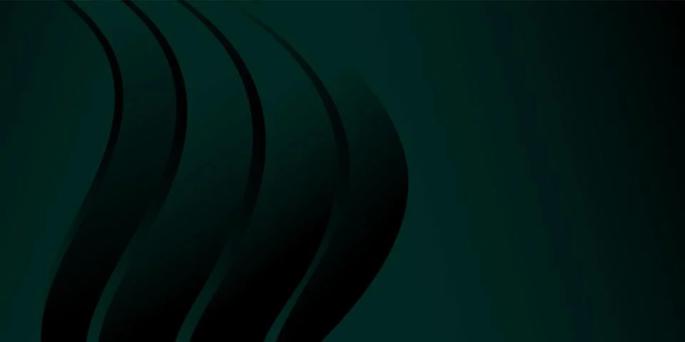 Abstract dark green gradient background waves and folds. 3D illustration Illustrazione stock