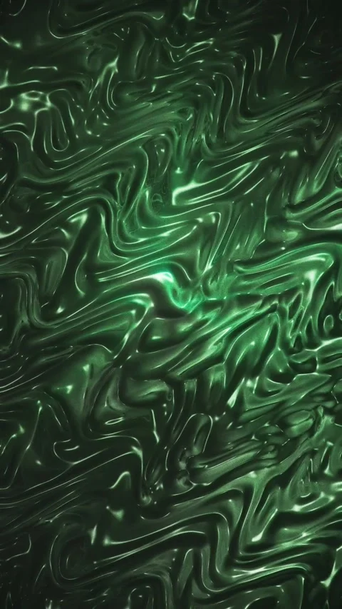 Abstract Dark Green Liquid Metallic Surface Wavy Flowing Motion Video stock 342242559
