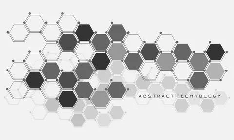 Abstract dark grey technology connect concept geometric hexagons pattern Stock Illustration