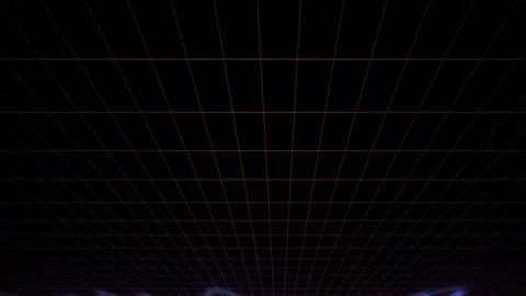 Abstract dark grid perspective with glowing lights below. Stock Footage 334436788