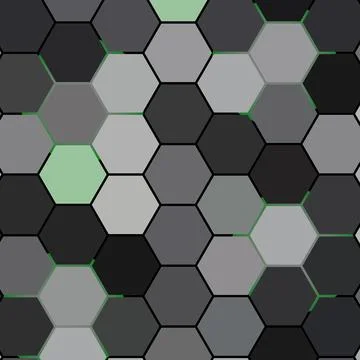 Abstract dark hexagon geometric texture with neon green accent. Illustrazione stock