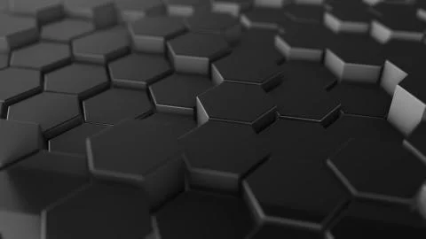 Abstract dark hexagon geometry background. 3d illustration of simple primitiv Stock Illustration