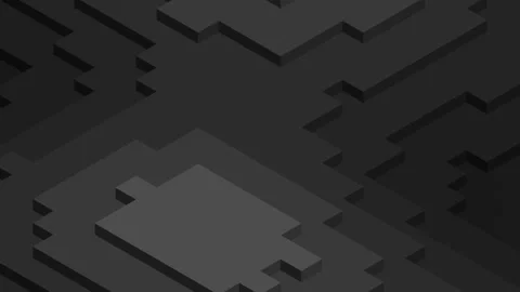 Abstract dark isometric strata loop background, black geometric terrain Video stock 344855172