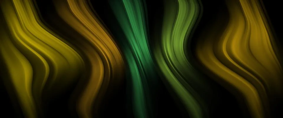 Abstract Dark Liquid Wave Background with Green and Gold Highlights 스톡 일러스트