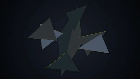 Abstract Dark Low Poly Geometric Shapes Floating in Deep Void Stock Footage 342320678