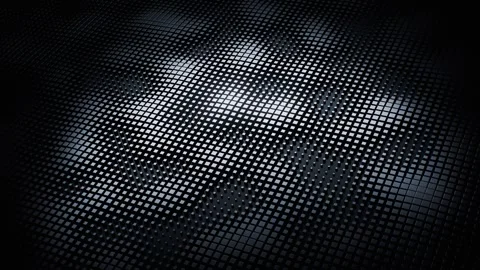 Abstract dark metallic grid surface with dynamic wave motion and glowing wh.. Stock Footage 332388797