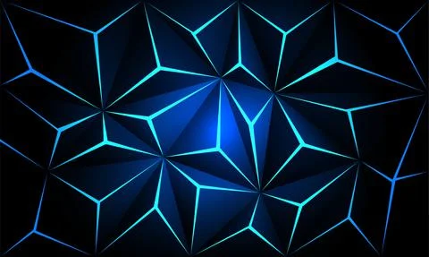 Abstract dark metallic polygon blue light futuristic technology design backgr Stock Illustration