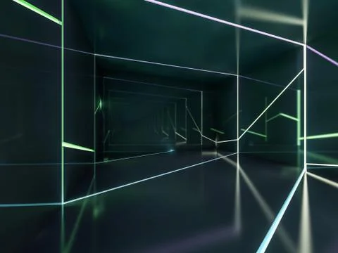 Abstract dark modern architecture background. 3D rendering Stock Illustration