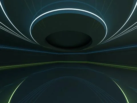 Abstract dark modern architecture background. 3D Stock Illustration