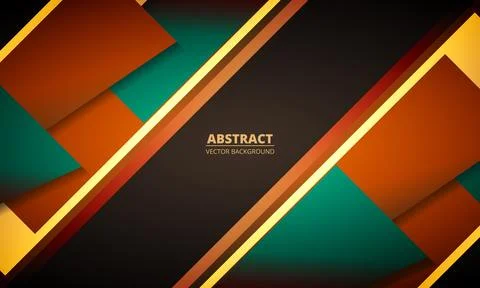 Abstract dark modern geometric background with brown and green diagonal shapes Stock Illustration
