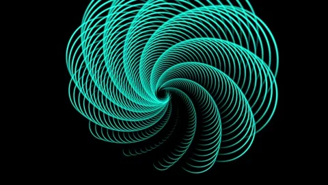 Abstract dark motion background with blue cyan geometric radial swirl pattern Stock Footage 339760131