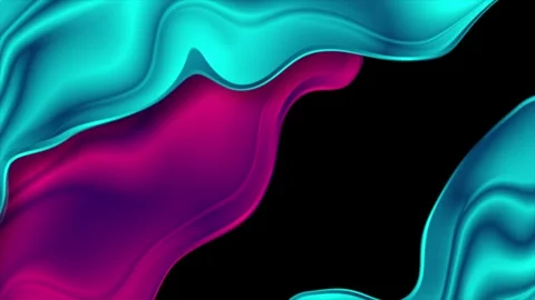 Abstract dark motion background with dynamic neon cyan and magenta fluid waves Stock Footage 339758711