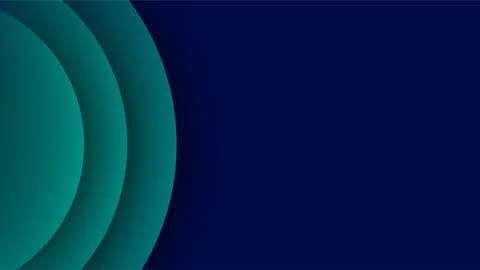 Abstract dark navy blue background with layered green teal overlapping circ.. Stock Illustration