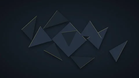 Abstract Dark Navy Blue Geometric Background with Floating 3D Triangles Stock Footage 342321183