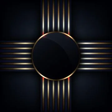 Abstract dark navy blue luxury background with metallic gold geometric cros.. Stock Illustration