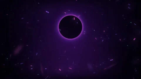 Abstract dark neon eclipse with floating virtual matrix particles Stock Footage 343349711