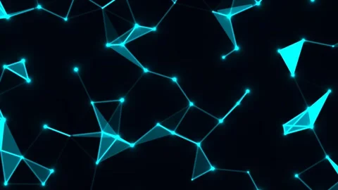 Abstract Dark Network Background Glowing Blue Nodes Connected Lines Loop. Stock Footage 345392838