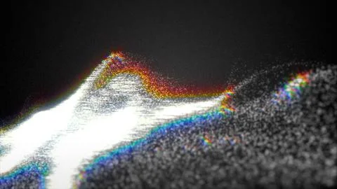 Abstract dark particle wave with digital glitch aberration Illustrazione stock