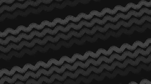 Abstract dark pattern featuring repeating wavy stripes across a black backgro Stock Illustration