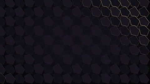 Abstract dark pentagon pattern with sweeping gold light Stock Footage 335939506