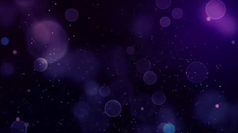 Abstract dark purple background featuring floating glowing particles and soft Video stock 345331009