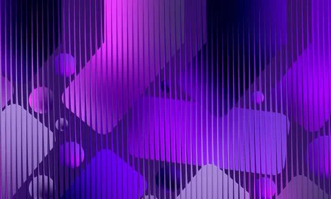 Abstract dark purple gradient background with vertical 3D lines, floating s.. Illustration