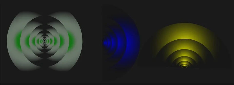 Abstract dark radial gradient waves with glowing concentric arcs futuristic.. Stock Illustration