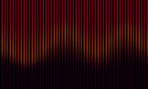 Abstract dark red background with 3D vertical lines and warm glowing wave e.. 스톡 일러스트