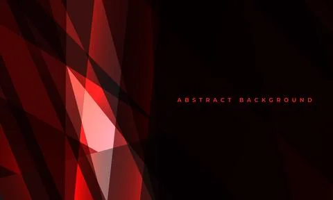 Abstract dark red background with geometric dynamic glowing polygonal shapes. Stock Illustration