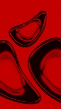 Abstract Dark Red Chrome Liquid Metal Organic Shapes on Red Background Stock-Illustration