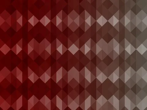 Abstract Dark red colored mosaic texture assembled from small triangles. Stock Illustration