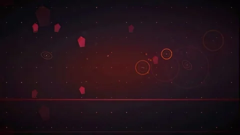 Abstract Dark Red Digital Background with Floating Geometric Shapes and Glowing Stock Footage 339317722