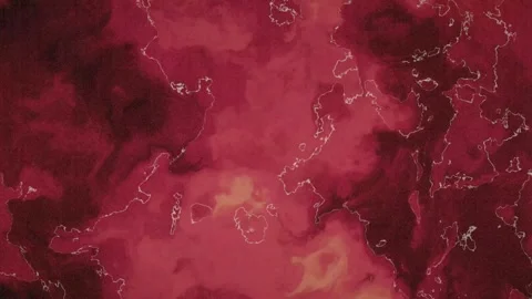 Abstract Dark Red Fluid Dynamics with White Contour Lines Loop Background Stock Footage 345639704