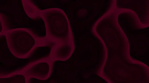 Abstract dark red organic liquid shapes flowing on black background, 3D footage Видео 330082283