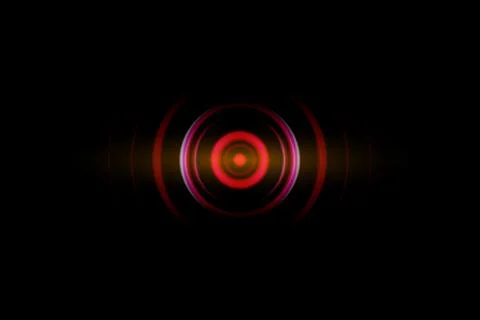 Abstract dark red spiral effect with sound waves oscillating, technology Stock Illustration