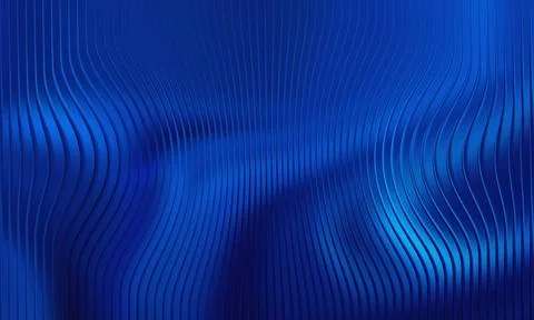 Abstract Dark Royal Blue Wavy Background with Metallic 3D Texture and Verti.. Stock Illustration