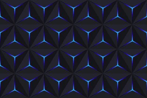 Abstract Dark Seamless Pattern. Vector Geometric Background with Hexagons. Bl Stock Illustration