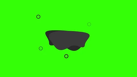 Abstract dark shapes speech with rings on a vibrant green background Stockbeeldmateriaal 333961821