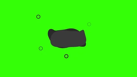 Abstract dark shapes speech with rings on a vibrant green background Stockbeeldmateriaal 333961824