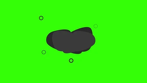 Abstract dark shapes speech with rings on a vibrant green background Stockbeeldmateriaal 333961827